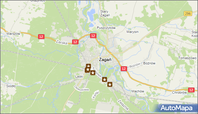 mapa Żagań, Żagań na mapie Targeo