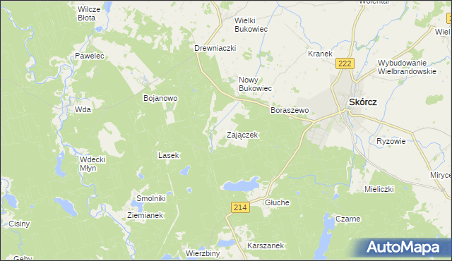 mapa Zajączek gmina Skórcz, Zajączek gmina Skórcz na mapie Targeo