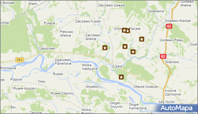 mapa Zakrzewo-Słomy, Zakrzewo-Słomy na mapie Targeo