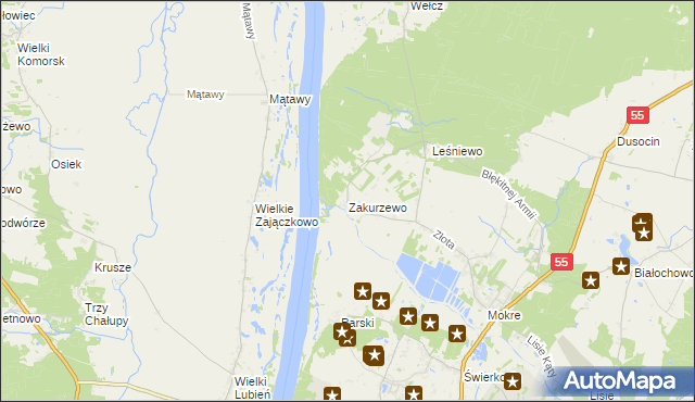 mapa Zakurzewo gmina Grudziądz, Zakurzewo gmina Grudziądz na mapie Targeo