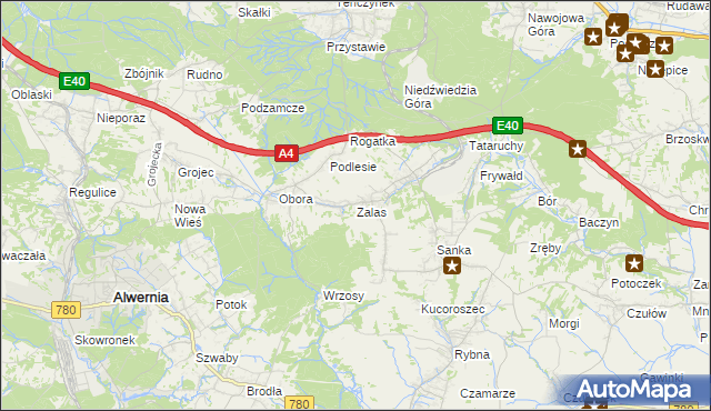 mapa Zalas gmina Krzeszowice, Zalas gmina Krzeszowice na mapie Targeo