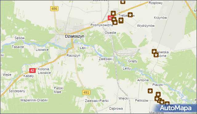 mapa Zalesiaki, Zalesiaki na mapie Targeo