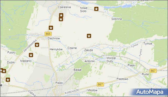 mapa Załuże gmina Lubaczów, Załuże gmina Lubaczów na mapie Targeo