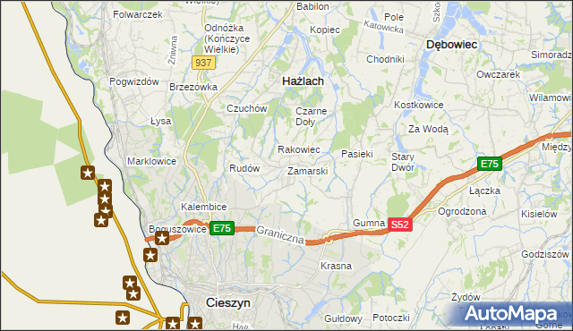 mapa Zamarski, Zamarski na mapie Targeo