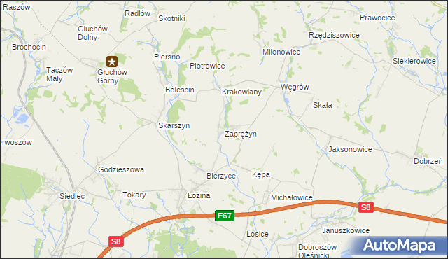mapa Zaprężyn, Zaprężyn na mapie Targeo