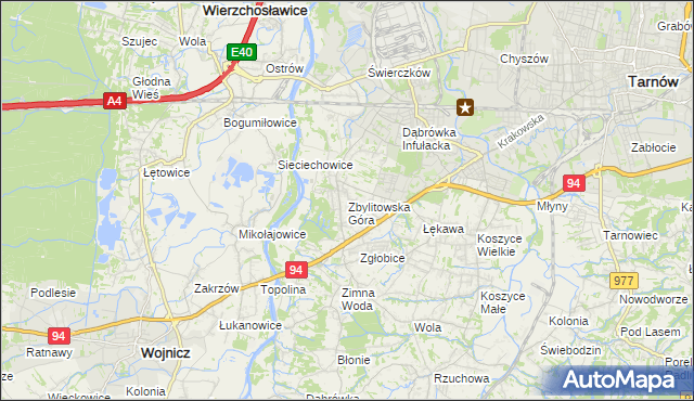 mapa Zbylitowska Góra, Zbylitowska Góra na mapie Targeo