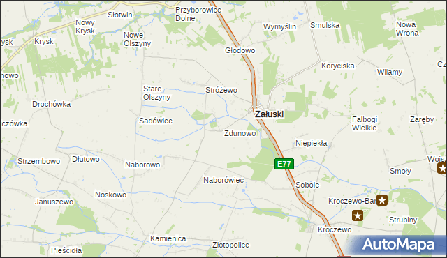 mapa Zdunowo gmina Załuski, Zdunowo gmina Załuski na mapie Targeo