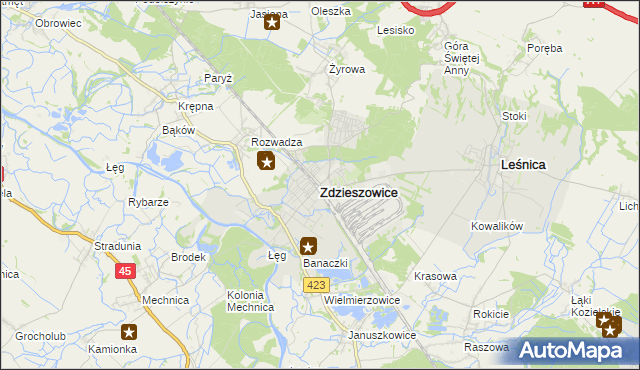 mapa Zdzieszowice, Zdzieszowice na mapie Targeo