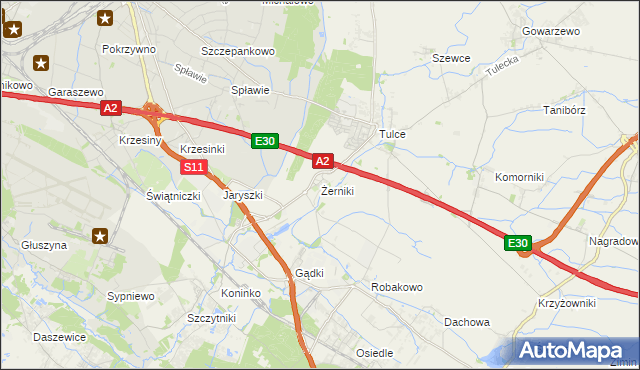 mapa Żerniki gmina Kórnik, Żerniki gmina Kórnik na mapie Targeo