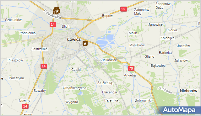 mapa Zielkowice, Zielkowice na mapie Targeo