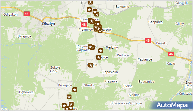 mapa Zrębice, Zrębice na mapie Targeo