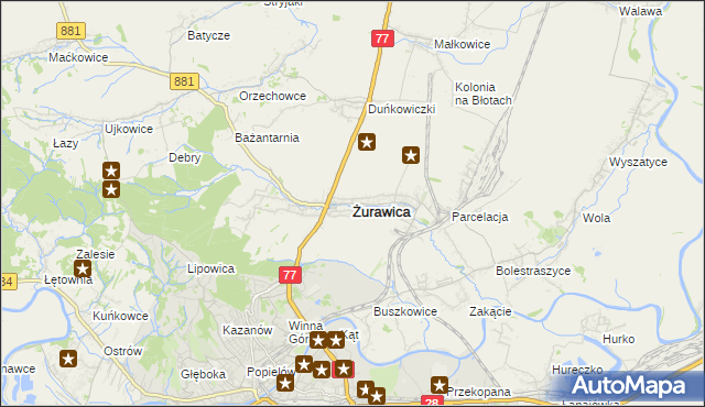 mapa Żurawica powiat przemyski, Żurawica powiat przemyski na mapie Targeo