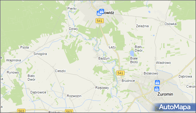 mapa Bądzyn, Bądzyn na mapie Targeo