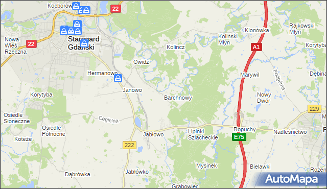 mapa Barchnowy, Barchnowy na mapie Targeo