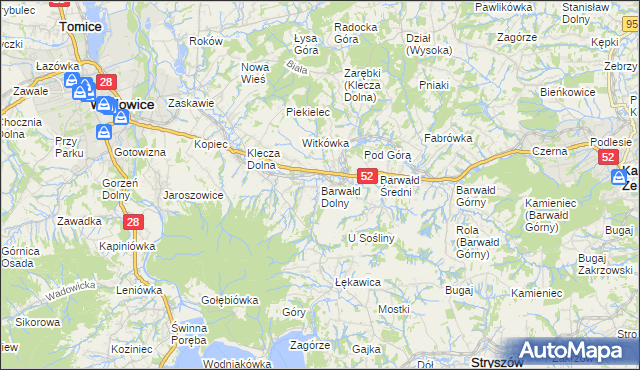 mapa Barwałd Dolny, Barwałd Dolny na mapie Targeo