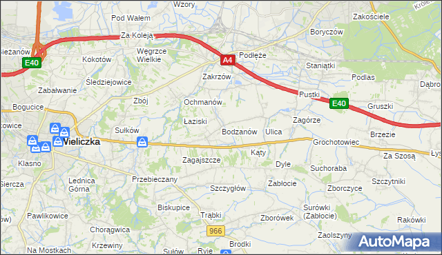 mapa Bodzanów gmina Biskupice, Bodzanów gmina Biskupice na mapie Targeo