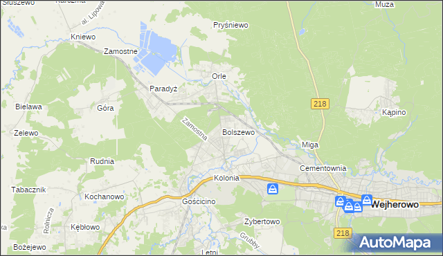 mapa Bolszewo, Bolszewo na mapie Targeo