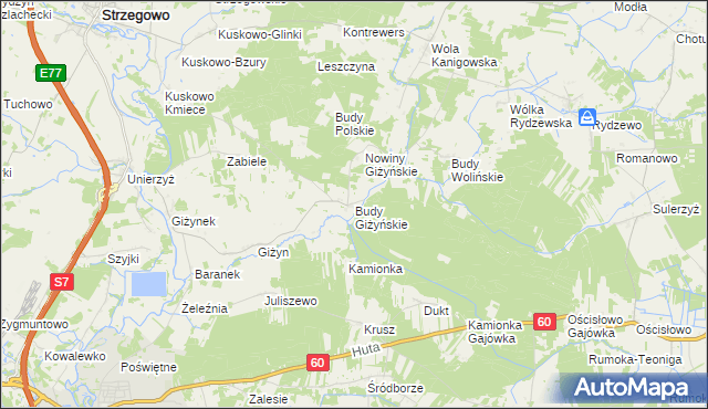 mapa Budy Giżyńskie, Budy Giżyńskie na mapie Targeo