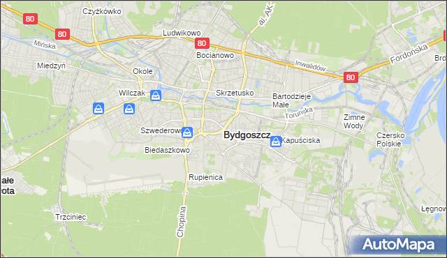 mapa Bydgoszczy, Bydgoszcz na mapie Targeo