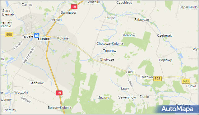 mapa Chotycze, Chotycze na mapie Targeo