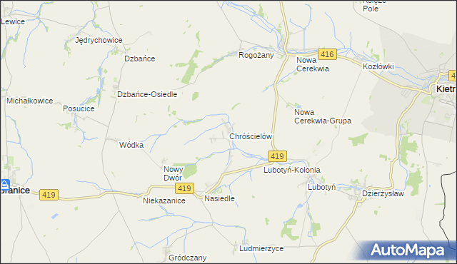 mapa Chróścielów, Chróścielów na mapie Targeo