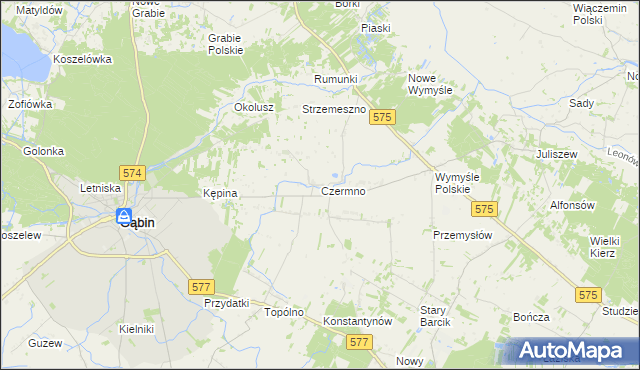 mapa Czermno gmina Gąbin, Czermno gmina Gąbin na mapie Targeo