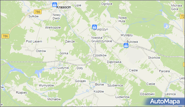 mapa Czostków gmina Krasocin, Czostków gmina Krasocin na mapie Targeo