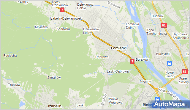 mapa Dąbrowa gmina Łomianki, Dąbrowa gmina Łomianki na mapie Targeo