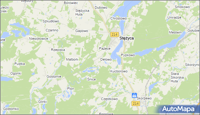mapa Delowo, Delowo na mapie Targeo
