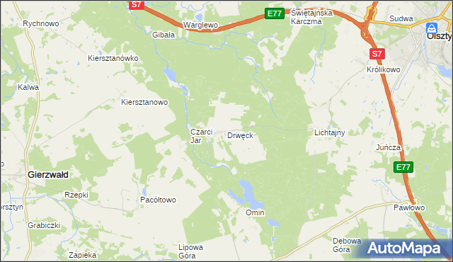 mapa Drwęck, Drwęck na mapie Targeo