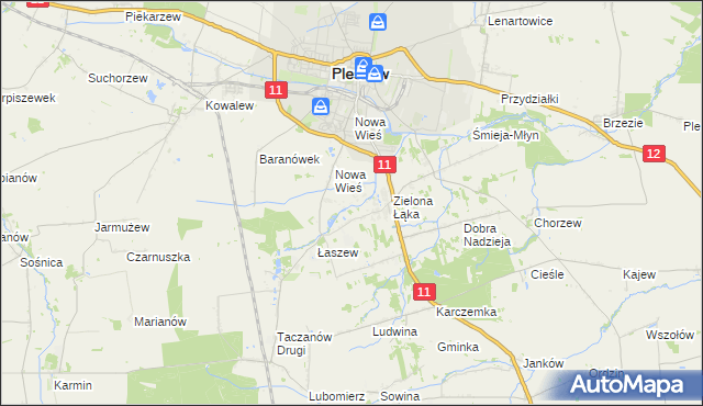 mapa Folusz gmina Pleszew, Folusz gmina Pleszew na mapie Targeo