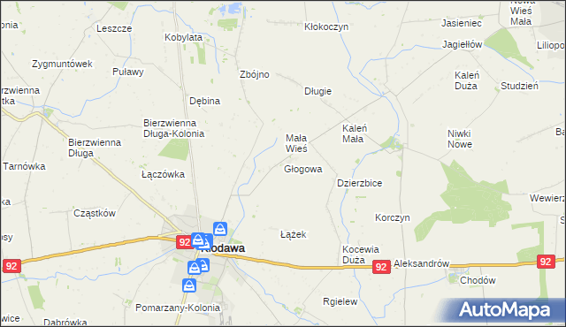 mapa Głogowa gmina Kłodawa, Głogowa gmina Kłodawa na mapie Targeo