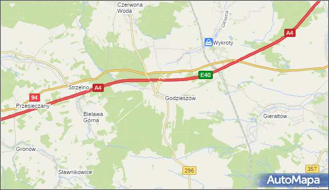 mapa Godzieszów, Godzieszów na mapie Targeo