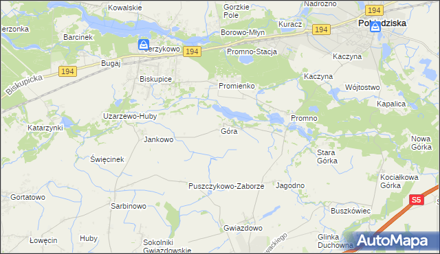 mapa Góra gmina Pobiedziska, Góra gmina Pobiedziska na mapie Targeo