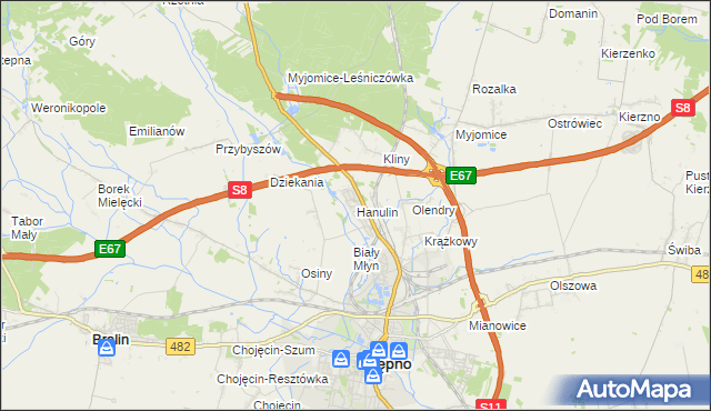 mapa Hanulin, Hanulin na mapie Targeo