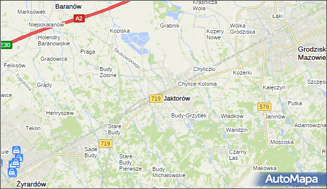 mapa Jaktorów, Jaktorów na mapie Targeo