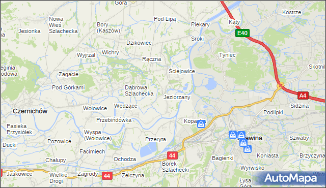 mapa Jeziorzany gmina Liszki, Jeziorzany gmina Liszki na mapie Targeo