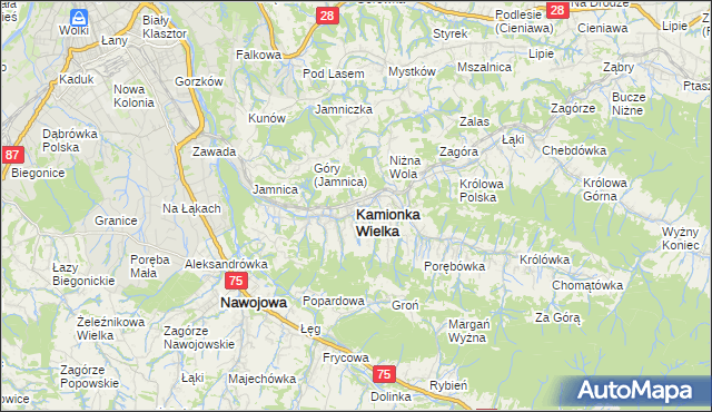 mapa Kamionka Wielka, Kamionka Wielka na mapie Targeo