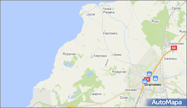 mapa Klejnowo, Klejnowo na mapie Targeo