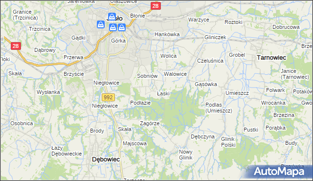 mapa Łaski gmina Jasło, Łaski gmina Jasło na mapie Targeo