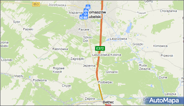 mapa Łaszczówka-Kolonia, Łaszczówka-Kolonia na mapie Targeo