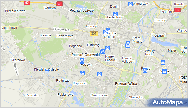 mapa Łazarz gmina Poznań, Łazarz gmina Poznań na mapie Targeo