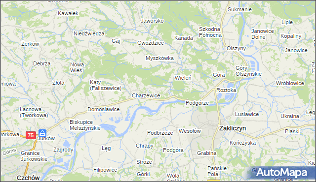 mapa Melsztyn, Melsztyn na mapie Targeo