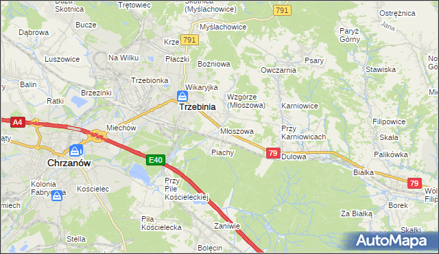 mapa Młoszowa, Młoszowa na mapie Targeo