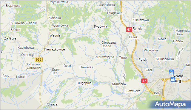 mapa Morawczyna, Morawczyna na mapie Targeo