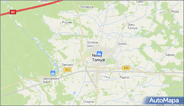 mapa Nowy Tomyśl, Nowy Tomyśl na mapie Targeo