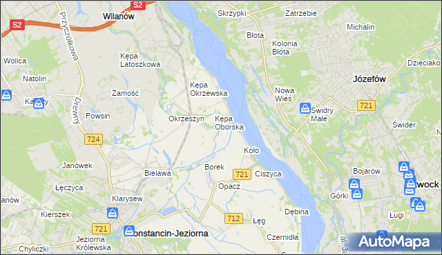 mapa Obórki gmina Konstancin-Jeziorna, Obórki gmina Konstancin-Jeziorna na mapie Targeo