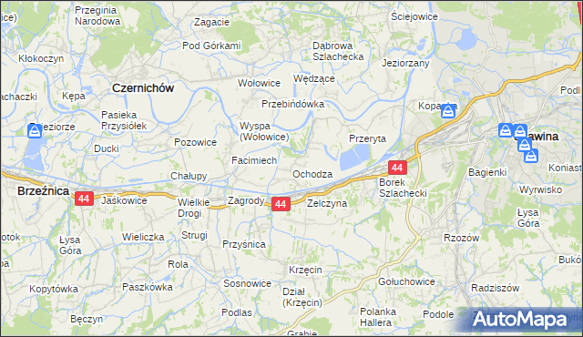 mapa Ochodza gmina Skawina, Ochodza gmina Skawina na mapie Targeo