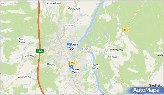mapa Odra gmina Nowa Sól, Odra gmina Nowa Sól na mapie Targeo