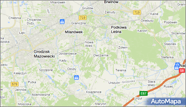 mapa Owczarnia gmina Brwinów, Owczarnia gmina Brwinów na mapie Targeo